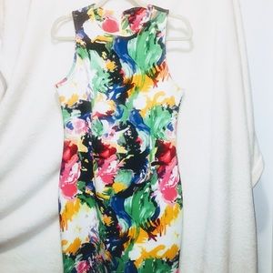 Colorful printed pencil dress by Felicity and Coco